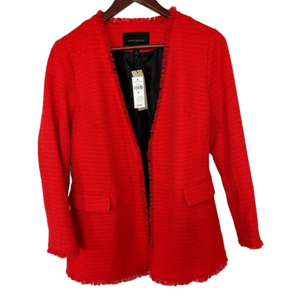 Banana Republic Red Raw Hem Blazer Black Interior Jacket NWT Machine Washable XS